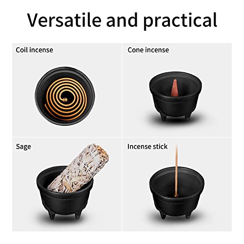 Amitofo Cast Iron Incense Burner - 4 In 1 Incense Holder Burner Set, Three-Legged Incense Ash Catcher With Lid For Rituals, Decoration, Etc（Large） #TOP1