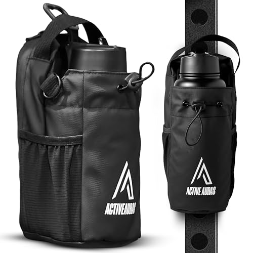 Bolsa de gimnasio magnética unisex negra con soporte para botella de agua