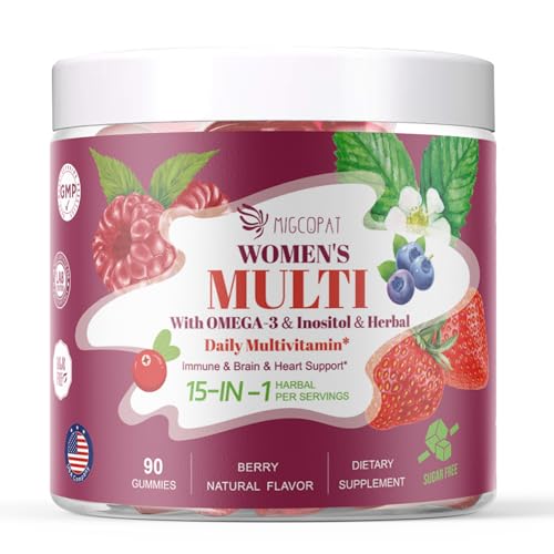 Multivitamin for Women, Womens Multivitamin Gummy w/Omega-3, Inositol, Folate, Biotin, Vitamins A,...