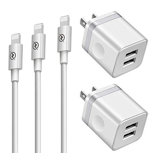 iPhone Charger, ARCCRA (Pack of 5) 3ft+6ft+10ft Long Lightning Cable and Dual USB Wall Plug Charger Block Cube Compatible with iPhone 12/11/ Pro Max, XS/XR/X 8/7/6/Plus SE2, More