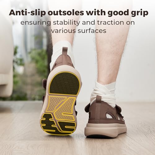 Image of FitVille Diabetic Sandals for Men Wide Width with Arch Support Comfortable Mens Diabetic Sandals Fully Adjustable Straps Lightweight