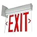 LFI Lights® NYC Approved Edge-Lit UL 924 Listed, Red LED, Exit Sign, Single-Sided Clear Acrylic Panel with 8” Letters, Aluminum Housing, 120/277VAC Hardwired with Battery Backup, Removable Chevron Arrows NYCELRTRWBB