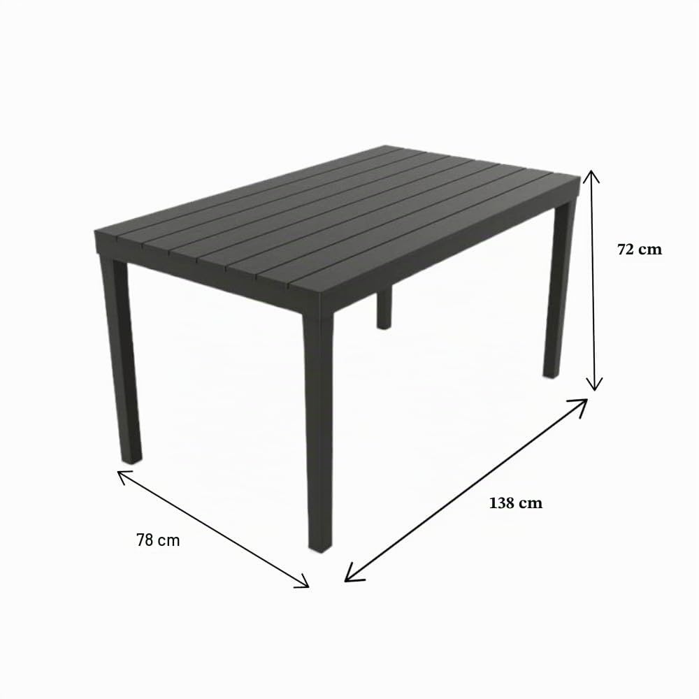 Dmora - Table d'extérieur Vasto, Étagère à manger rectangulaire, Table de jardin polyvalente intérieure et extérieure, 100% Made in Italy, 138x78h72 cm, Anthracite