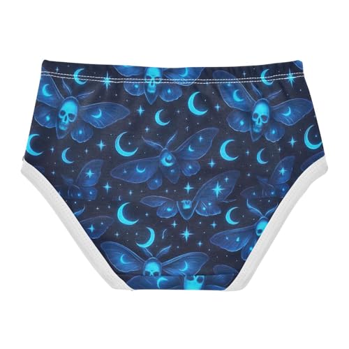 Aesthetic Gothic Moths Skull Blue Panties for Girl Girls Underwear Toddlers Cotton Animal Briefs Undies Kids 2t2