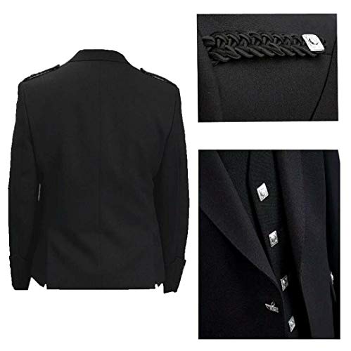 Argyle Jacket With Waistcoat, Black Color, Wool, Kilt Jacket, Argyle kilt jacket for men, Highland jacket, Highland Wear4