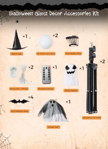 2 Pack 5 FT Halloween Light Up Ghost Outdoor Decoration  - image 7