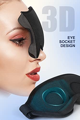 Sleep Mask, 2-Pack of Super Soft and Comfortable 3D Drowsy Sleep Mask, 100% Blackout Sleep Aid Eye Mask for Side Sleepers with Adjustable Straps, Suitable for Travel and Meditation (Black Grey) - Image 4