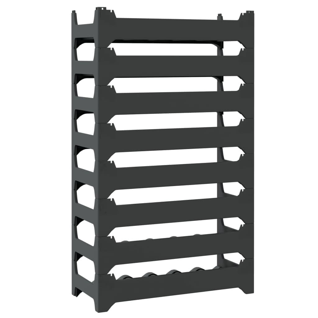 Weinregal für 48 Flaschen aus PP stapelbar, 60 x 26 x 104 cm, anthrazit, Flaschenregal für Küche, Keller, Speisekammer, Barregal und Weinschrank mit modularer Lagerung