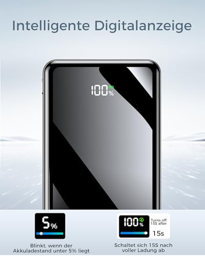 Power Bank,26800mAh Powerbank USB-C 25.5W Große Kapazität Tragbarer Externer HandyAkkus,Taschenlampe,3 in 1 Cable,Akku-Pack für iPhone 17 16 Pro Max 15 14 13 12 Galaxy S25 Edge,für Reisen, Camping 5