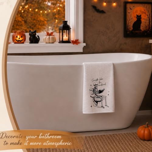 Threegoat Funny Spooky Halloween Hand Towels for Bathroom,1 PCS Smells Like the Undead Kitchen Towels, Gothic Home Decorative Towels for Skull Gifts, Funny Dish Towels for Owners Housewarming - C16 - image 5