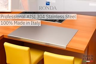 RONDA | Tagliere Spianatoia 60x50cm Acciaio Inox per Impastare Piano da lavoro Cucina Professionale Antibatterico Alimentare Varie Misure Per Cucina Per Ristorazione Tappetino Antiscivolo Piega 2cm
