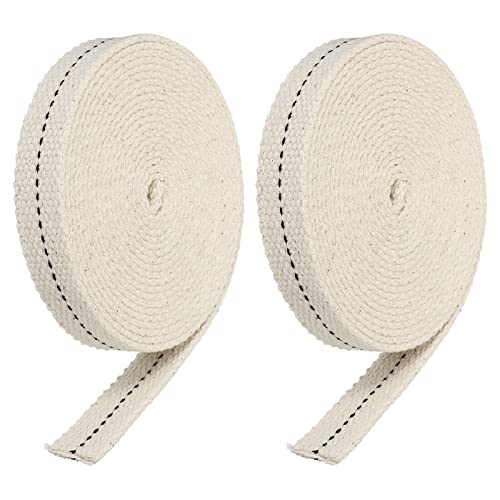 Tool parts Cotton Oil Lamp Wick 5/8 Inch Flat Wide 3 Meter/10Ft Long Black Stitch - 2 Roll