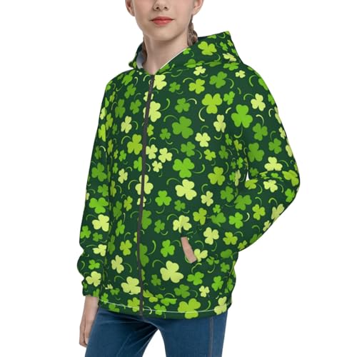 Happy St. Patrick's day Kid Hoodies Boys Zip Up Sweatshirts Girls Pullover with Pocket