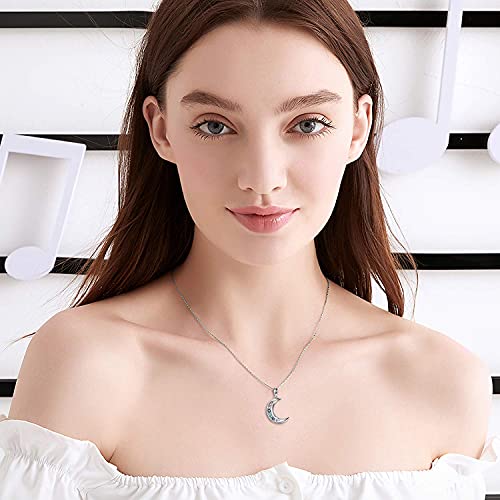 AOBOCO Sterling Silver Crescent Moon Necklace for Women, Gorgeous Multicolor Moon Pendant Embellished with Crystals from Austria, Anniversary Birthday Moon Jewelry Gifts for Lovely Ladies3