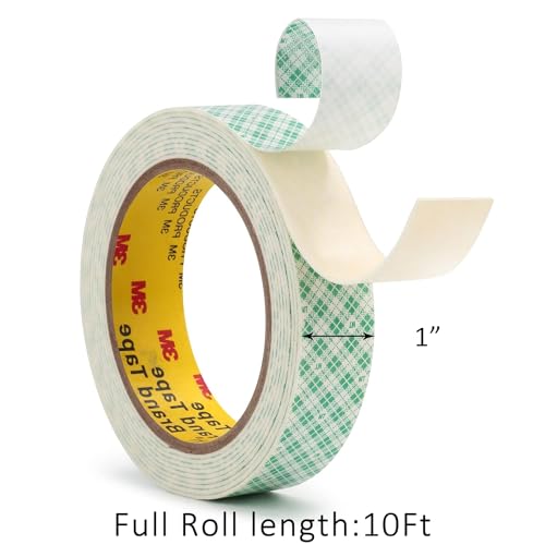 Image of 3M Double Sided Foam Tape 1 inch x 10Ft 1 Pack White Heavy Duty | Double Coated Urethane Adhesion Polyurethane Tape for Bonding Attaching Mounting