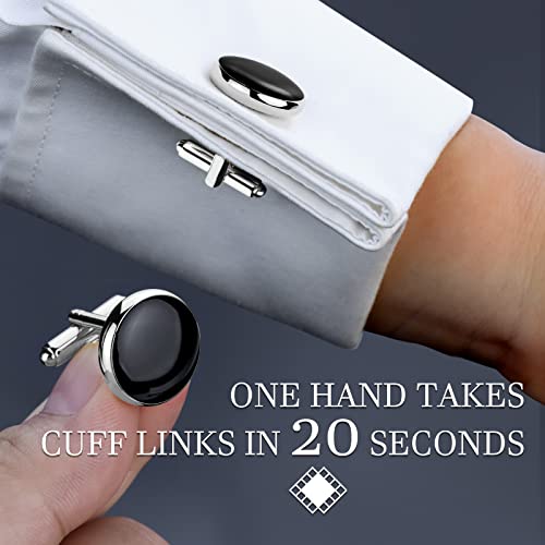 Men’s Cufflinks and Tuxedo Studs Set with Gift Box; Men’s Jewelry or Accessories Suitable for Black Suit White shirts vest and Red Bow tie on Wedding or Anniversary and Birthday by HAWSON - Used condition - Image 2