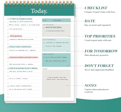 Image of Goldpei To Do List Notepad - Daily Planner Notepad Undated 52 Sheets Tear Off , 6.5 inch X 9.8 inch Planning Pad Checklist Productivity Note Pad For Work And Personal Organized - 104