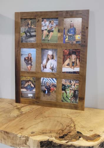 Hope Woodworking Rustic Wooden Collage Picture Frames – Multi Opening Frame For 5X7 Images - Finished Wood Photo Frame – Floating Wall Frame (Reclaimed Barnwood, 9 Openings) #TOP1