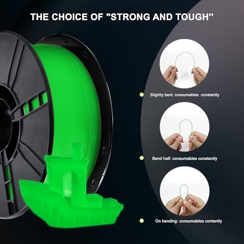 Image of iBOSS 3D PLA Plus Printer Filament, 1.75mm Glow in The Dark Green PLA+ Filament for 3D Printing, 1kg Spool (2.2lbs), Dimensional Accuracy + /- 0.02 mm, Fit Most FDM 3D Printers, Glow Green