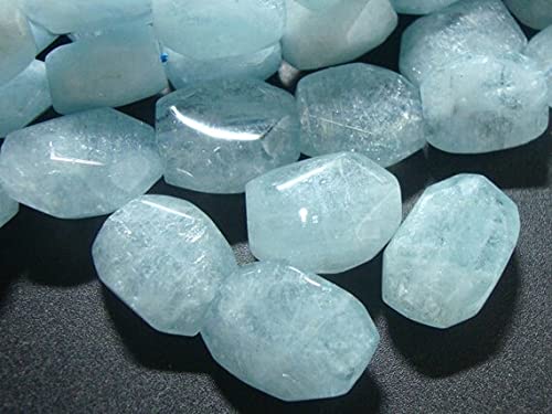 LKBEADS Akwamaryn niebieskie fasetowane bryłki, koraliki, wywiercone, 1, 18-20 x 13-14 x 8-10 mm, błyszczące marzycielskie