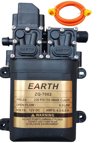 Image of High Pressure Diaphragm Pump Double Motor 12V DC Electric Battery Operated Sprayer Water Pump Motor for Agriculture Farm Fogger Misting Spray Car Bike Wash Sanitizing Gardening UNIT250PSI