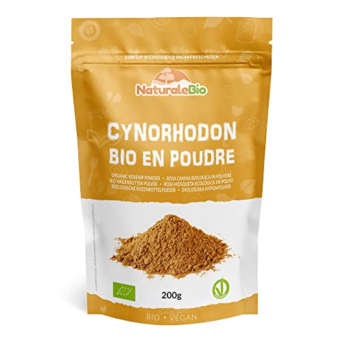Cynorrhodon Cru Bio en poudre 200g. Rose musquée Naturelle et Pure, moulu à partir des baies d' Églantier Bio entier. Riche en vitamine C, idéale pour infusions, thés et smoothies. NaturaleBio Cover