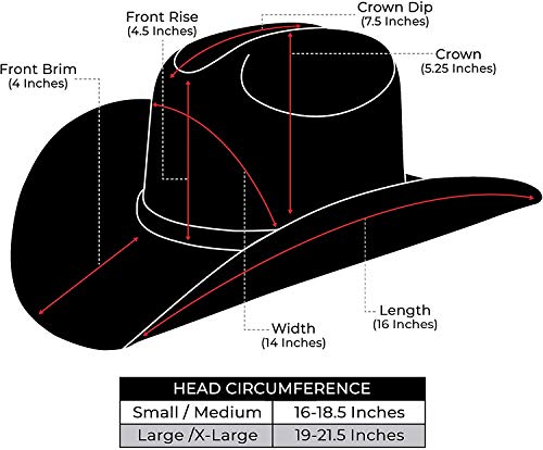 Enimay Western Cowboy & Cowgirl Hat Pinch Front Wide Brim Style (Small | Medium, Faux Felt Black) #TOP1