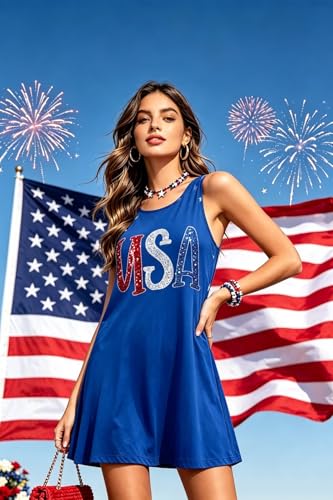 Image of Womens Sleeveless Casual Funny Patterned Holiday Dresses