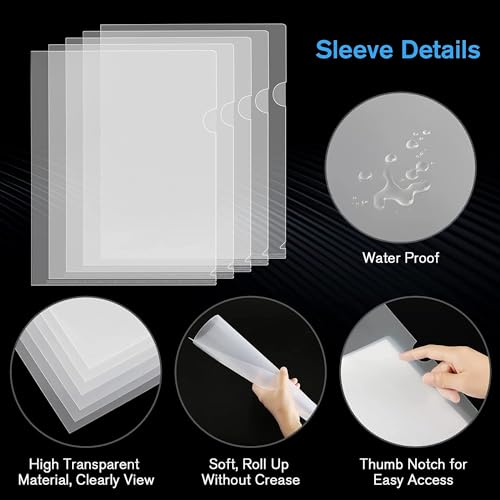 Image of Pack of 40 L-Type Transparent A4 Size Document Sleeve Project Document Holder Plastic Folder for Document Paper Certificate - 40 Pieces for Multipurpose Use