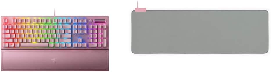 Razer BlackWidow V3 Mechanical Gaming Keyboard + Goliathus Extended Chroma Gaming Mousepad Bundle: Green Mechanical Switches - Tactile & Clicky - Quartz