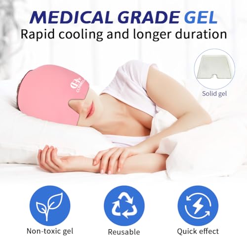 Image of Migraine Relief Cap, Soothing Headache Ice Face Mask Products | Hot and Cold Therapy, Migraine Headache Relief Cap for Migraine, Sinus, Puffy Eyes, Tension, Stress and Hangover