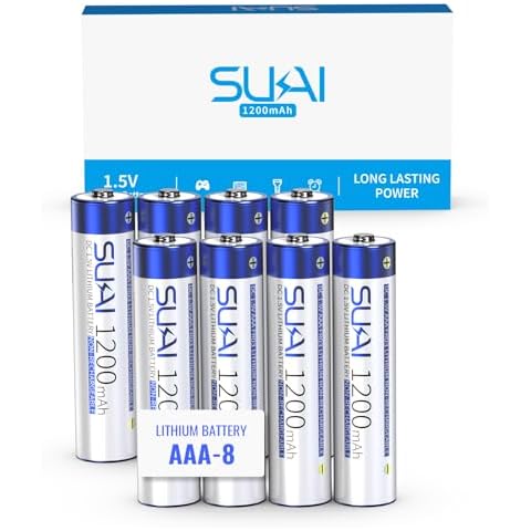 SUKAI 1200mAh AAA Lithium Battery, 1.5V Disposable Lithium Ion Battery - Long Life, High Power, Light Weight, AAA Batteries (Non-Rechargeable) 8 Pack Cover