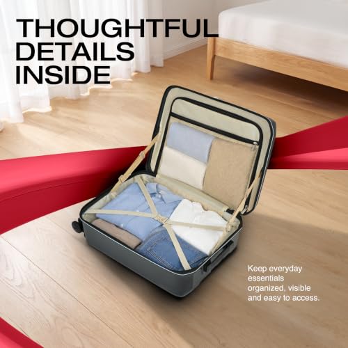 Image of American Tourister Zenrix | Cabin Trolley Bag (55 cm) | 360 8 Wheel Travel Luggage | Hard Case Polycarbonate Suitcase | Recessed TSA Lock | Black & White