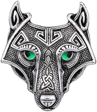 Viking Wolf Brooch Pin, Stainless Steel Fenrir Wolf Jewelry, Norse Medieval Design