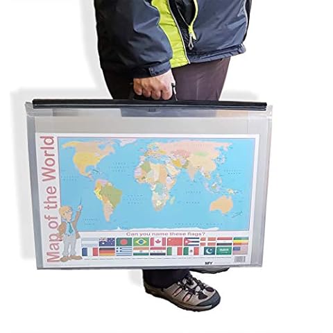 picturehangingdirect.co.uk A1 A2 A3 A4 CLEAR ART WORK CARRY CASE PORTFOLIO ART FILE FOLDER SCHOOL HOLDALL Print Sleeve Storage with Black Handel (A1 For 594 x 841 mm) Cover
