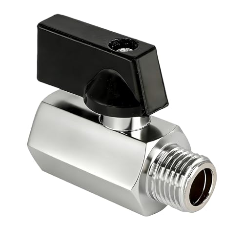 Válvula de bola mini de latón, rosca interna G1/4 pulgadas x rosca externa G1/4 pulgadas, DN8, válvula de cierre, mini válvula de cierre, cromado (diámetro 11,5 mm interior/12,5 mm exterior)