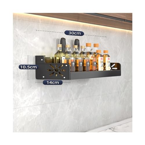 Awoyep Especiero de Pared Sin Taladrar, Especiero Colgante con Portarrollos de Cocina, Estante de Cocina para Especias, Estante de Pared para Especias, Puerta de Gabinete para Cocina (Color : Black,