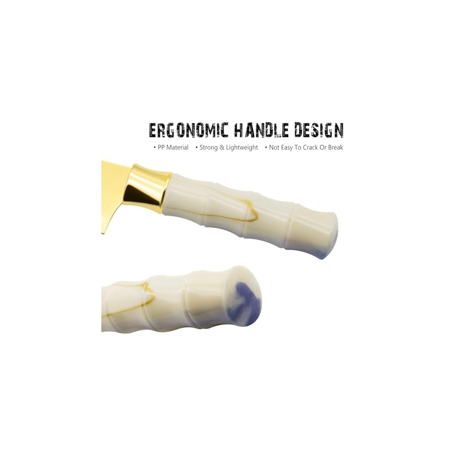 14-Piece Knife Block Set, Non Stick Sharp Stainless Steel Kitchen Knives Set, Knife Set with Self-Sharpener, Steak Knife, Bread Knife, Scissors, Chef Quality, Marbled Handle Gold Blade