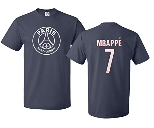 Spark Apparel Paris Soccer Shirt #7 MBAPPE Men's T-Shirt (Navy, X-Large)