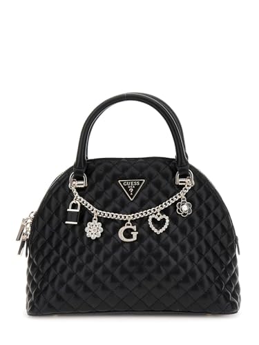 GUESS Damen Everlee Dome Satchel, Schwarz