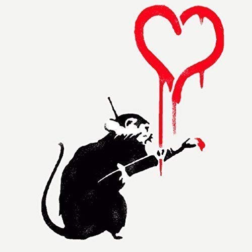 Banksy Rata Graffiti Plantilla - Rata Pintura Corazón/Reutilizable Decoración Hogar & Artesanía Pintura Plantilla - semitransparente plantilla, XXL/ 77X98CM