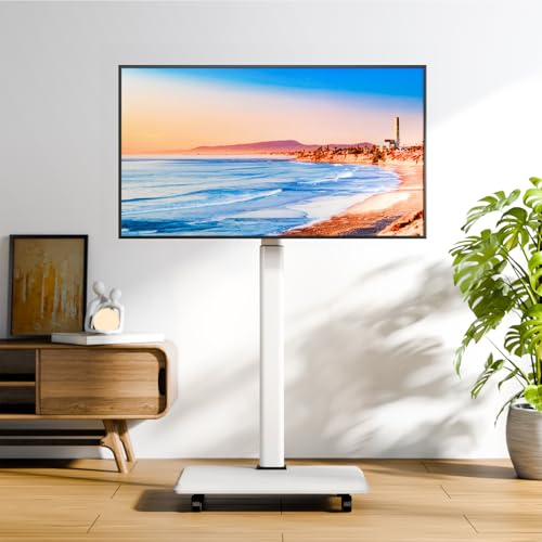 Image of Mobile TV Cart Rolling TV Stand for 26-70 inch Screens, Mobile TV Cart Holds up to 88lbs, 25 Swivel with 6 Levels of Height Adjustment for Optimal Viewing, TV Stands for Office,Room, Outdoor,Corner