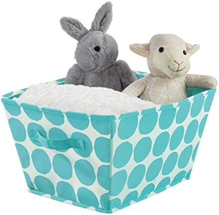 iDesign Canvas Storage Box, Foldable Toy Box Made of Cotton/Polyester Mix with 2 Handles, Polka Dot Fabric Box for the Cupboard, Bedroom and Nursery, Teal