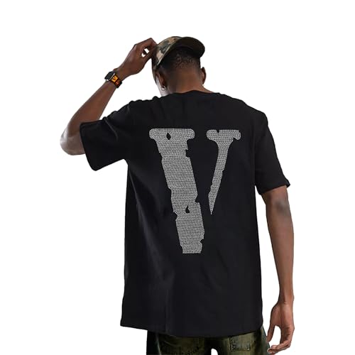 Fashion Mens Short Sleeved T-Shirt V Letter Printed Tops Casual Couple T-Shirt Hip Hop Short Sleeved Tops