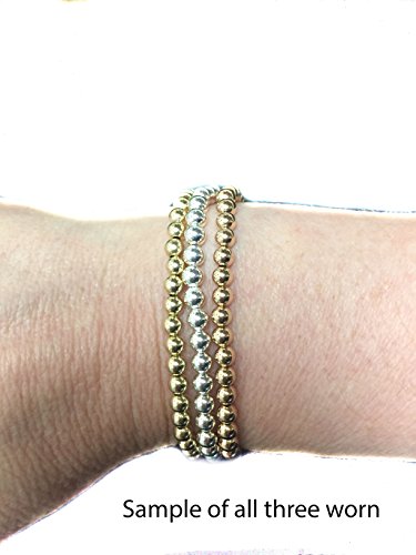 Bead Ball Stretch Elastic Bracelet 14k Gold Yellow, White and Rose, Easy Slid On2