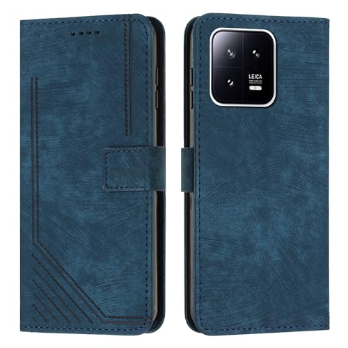 Étui Xiaomi 13 Pro avec dragonne et porte-carte | Housse flip bleue