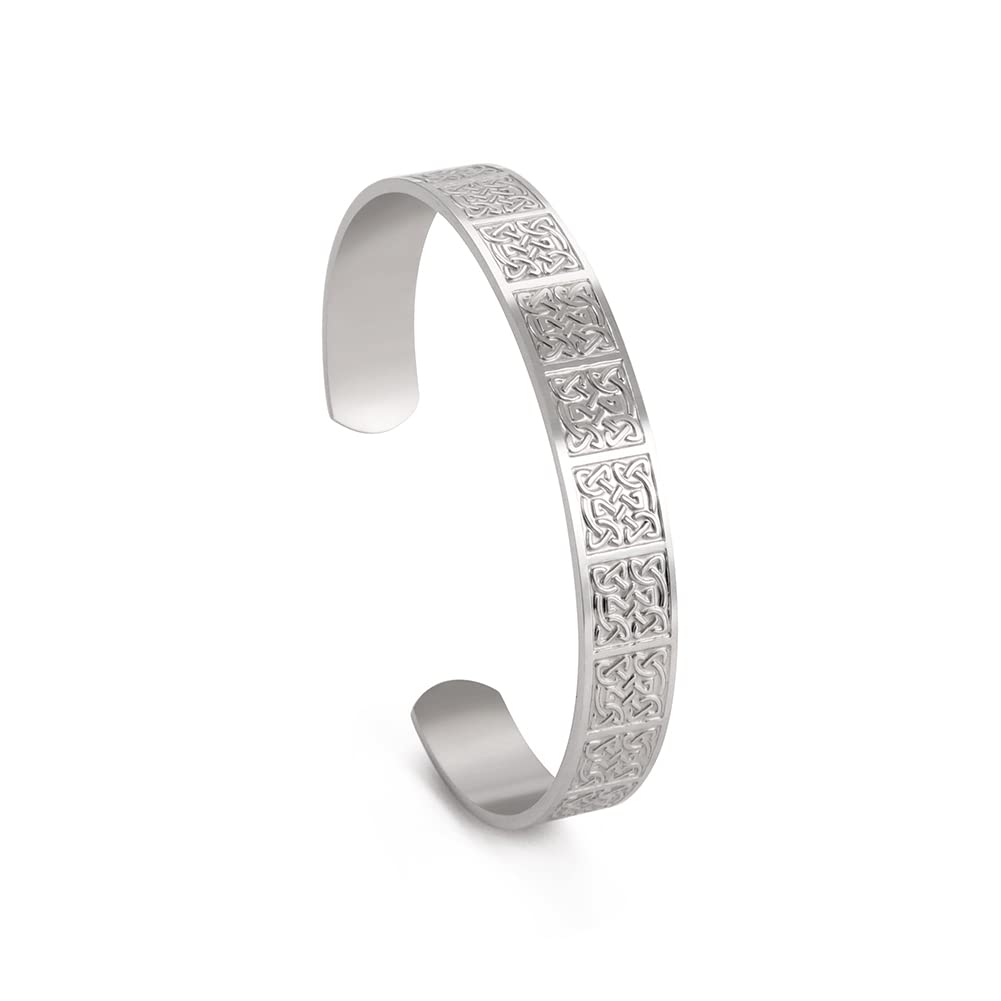 Kkjoy Bracciale Uomo/Donna In Acciaio Inox - Nodo Celtico Triskele A Tripla Spira - Regolabile, Vintage Vichingo