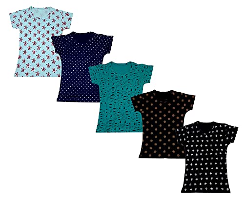 Image of KAYU Girls Cotton Full Printed Half Sleeves Tshirts (Pack of 5)