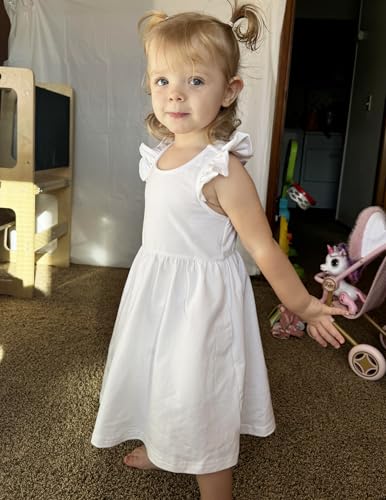 Arshiner Toddler Dress Girls Summer Ruffle Sleeve Backless Dresses Casual Sundress with Pockets 2-8Y4