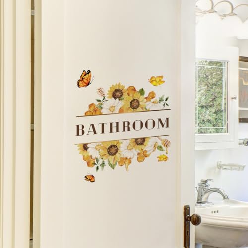 Vinilo decorativo para puerta baño con girasol y mariposas miniatura 5